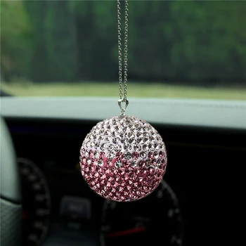 

Car Hanging Ball View Mirror Crystal Ornament Bling Rhinestone + metal