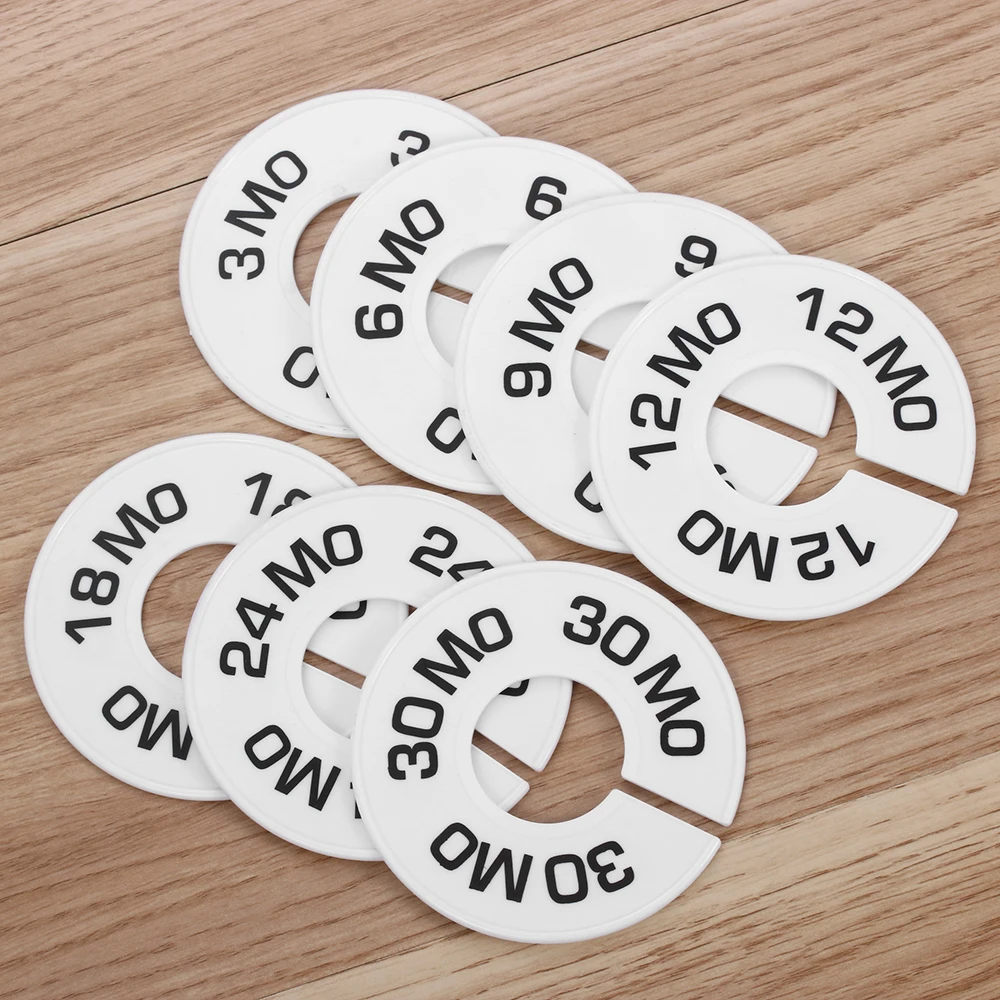 5Pcs White Clothing Size Dividers Baby Clothes Size Marking Ring Round