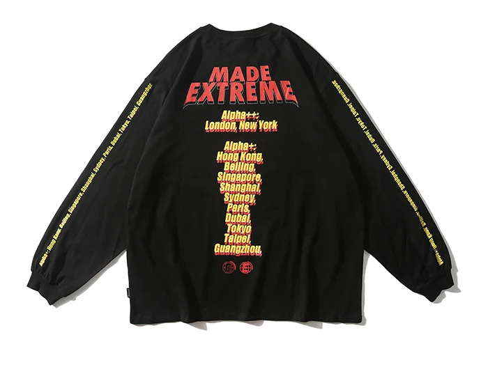 EFUNGAL Hip Hop T Shirt Men Cotton Casual Streetwear Autumn Winter T-shirt City Name Print Long Sleeve Fashion Tops Tees