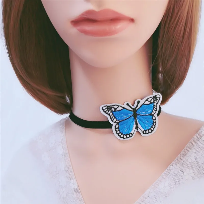 

Choker Europe And America Cool Fashion Neck Ring Velvet Butterfly Embroidered Neck Ring Women's Clavicle Necklace Necklace