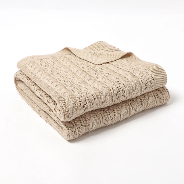 couette bebe tricotées pour nouveau-né garçon fille, couverture d'emmaillotage en mousseline – Image 2