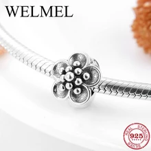 Модная Цветущая Серебряная Проставка бусины-пробки амулеты Pandora оригинальные браслеты из стерлингового серебра 925 пробы женские ювелирные изделия
