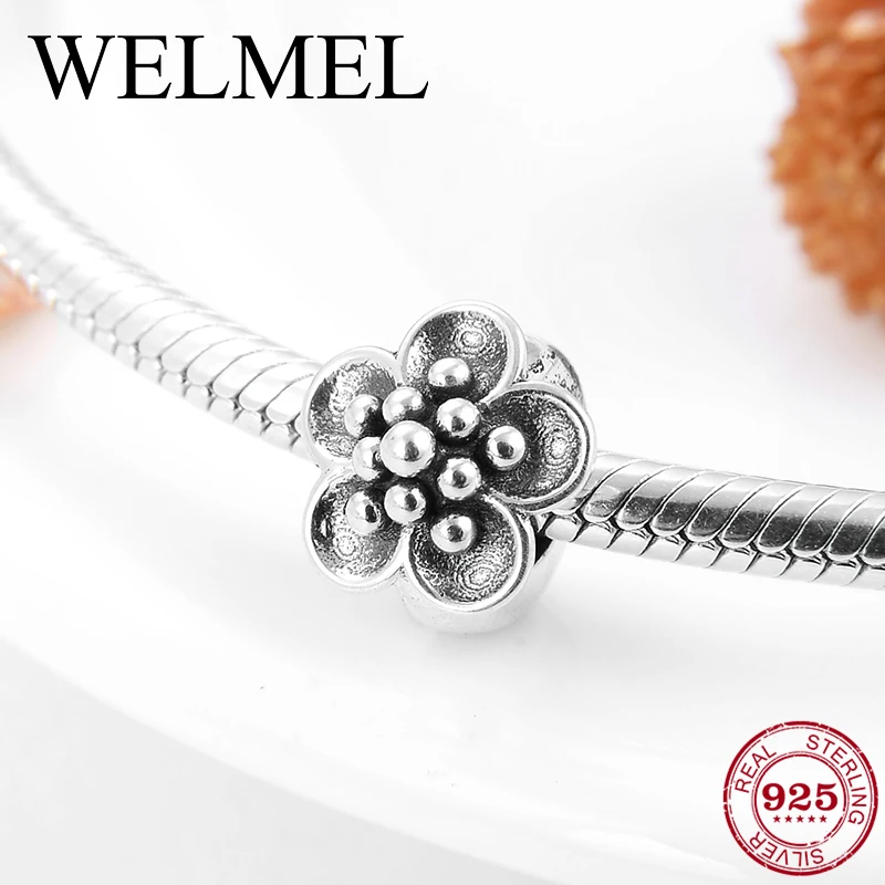 

2019 Fashion Blooming flower Silver Spacer Stopper Beads Fit Charms Pandora Original 925 Sterling Silver Bracelets women Jewelry