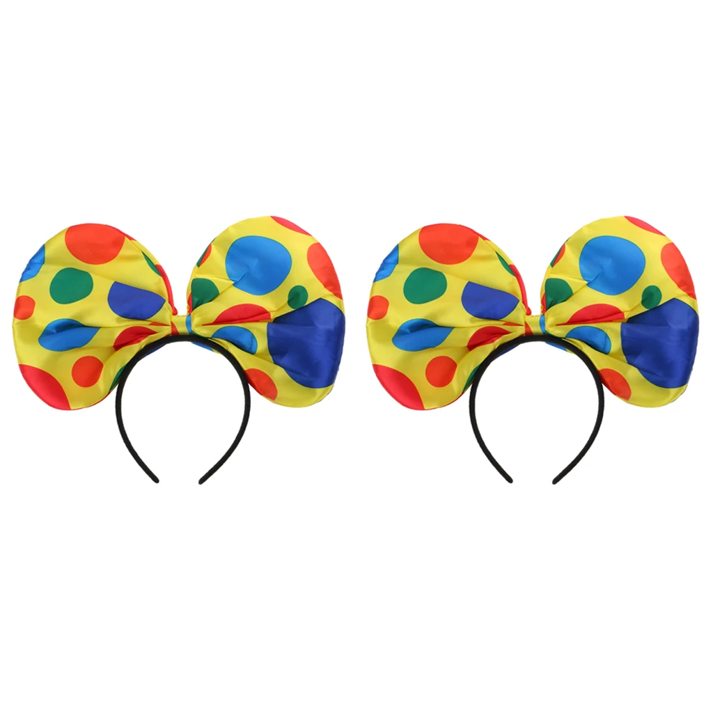2pcs Fashion Clown Hat Headband Circus Jester Polka Dots Hairband Women  Fancy Dress Hair Accessories