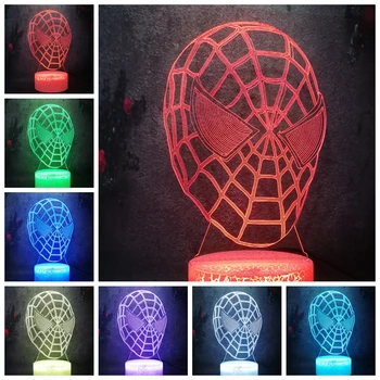 

Spider-Man Cool Face 7 Color Home Art Decor Illusion Lamp Crack Night Light 3D DC Marvel Comic Movie Justice Hero LED Lava Bulb