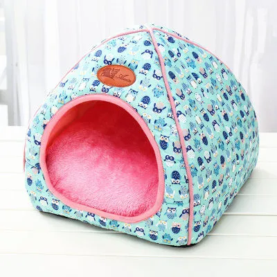 Многофункциональная зимняя теплая мягкая подушка продукты принадлежности для питомцев лежак кровати для кошек домик для кошек с котятами кошачья кровать пещера - Цвет: Blue