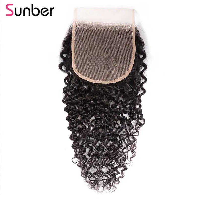 Sunber Hair 5X5 бразильские вьющиеся прозрачные кружевные накладки предварительно сорванные натуральные волосы Remy человеческие волосы 10-18 дюймов часть