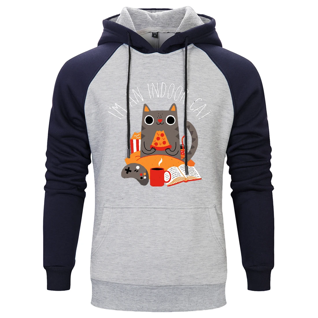 

Cute Cat Red Book Print Man's Hoodies Pullover Winter Autumn Fleece Warm Loose Fit Raglan Hooded Sweatshirts Harajuku Hoodies