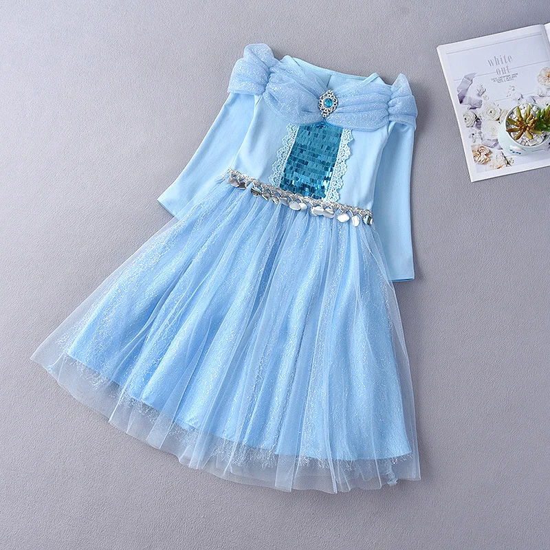 Платье принцессы Эльзы для девочек костюм детское платье Анны костюмированной