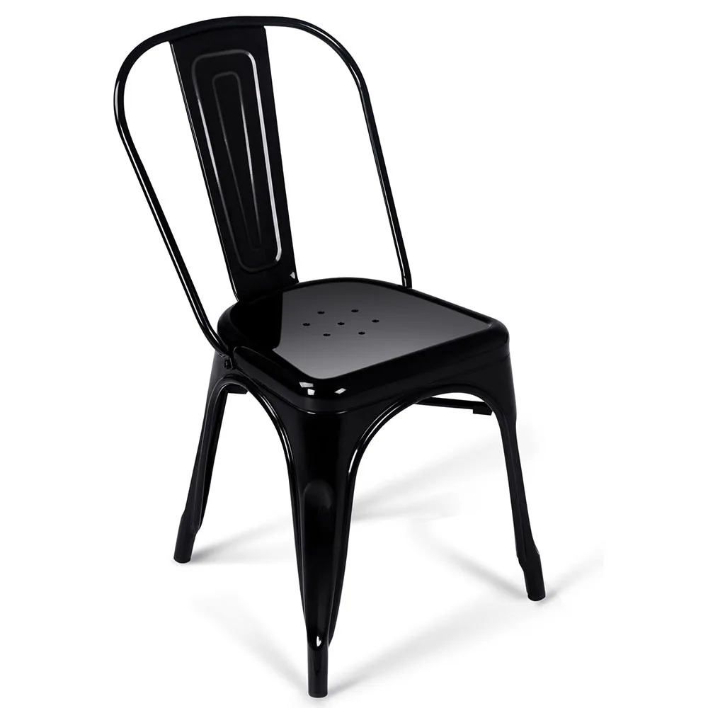 

Artiss Set Of 4 Metal Dining Chairs Gloss Black Seat For Home Office Coffee High Quality Tolix Chairs AU