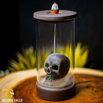 

Eternal Skull Pumpkin Incense Burners with LED Light Ceramic Home Backflow Incense Burners DTT88