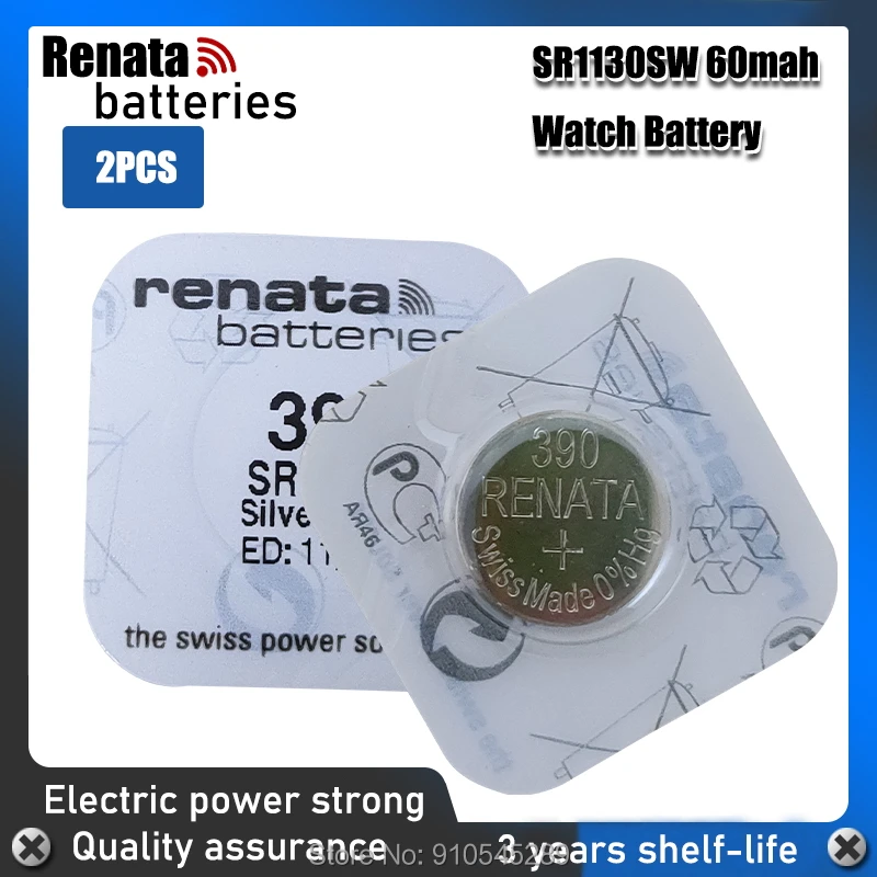 2 uds Renata pilas para reloj 1,55 V 390 SR1130SW 389 LR54 AG10 óxido de plata botón pila de moneda baterías hecho en Suiza