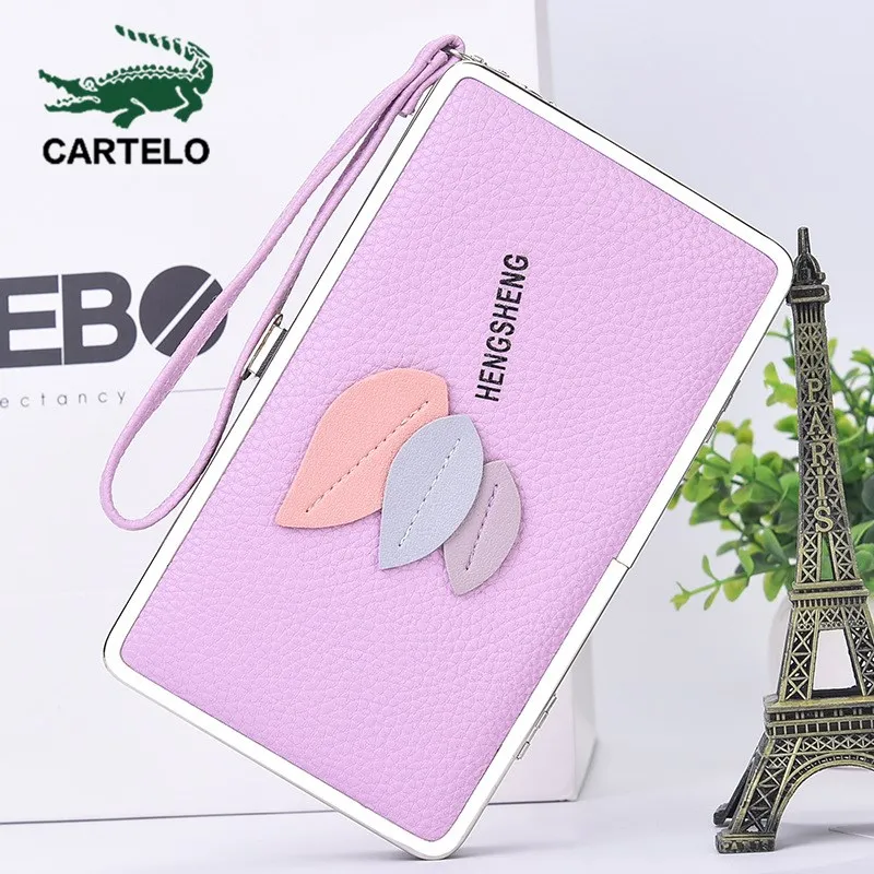 

CARTELO Ladies' long wallet lychee pattern rice box mobile phone bag European and American multifunctional large capacity