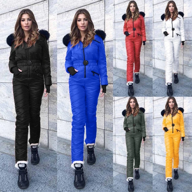 Fashion-Mono de esquí de una pieza para mujer, traje informal grueso de  invierno cálido para