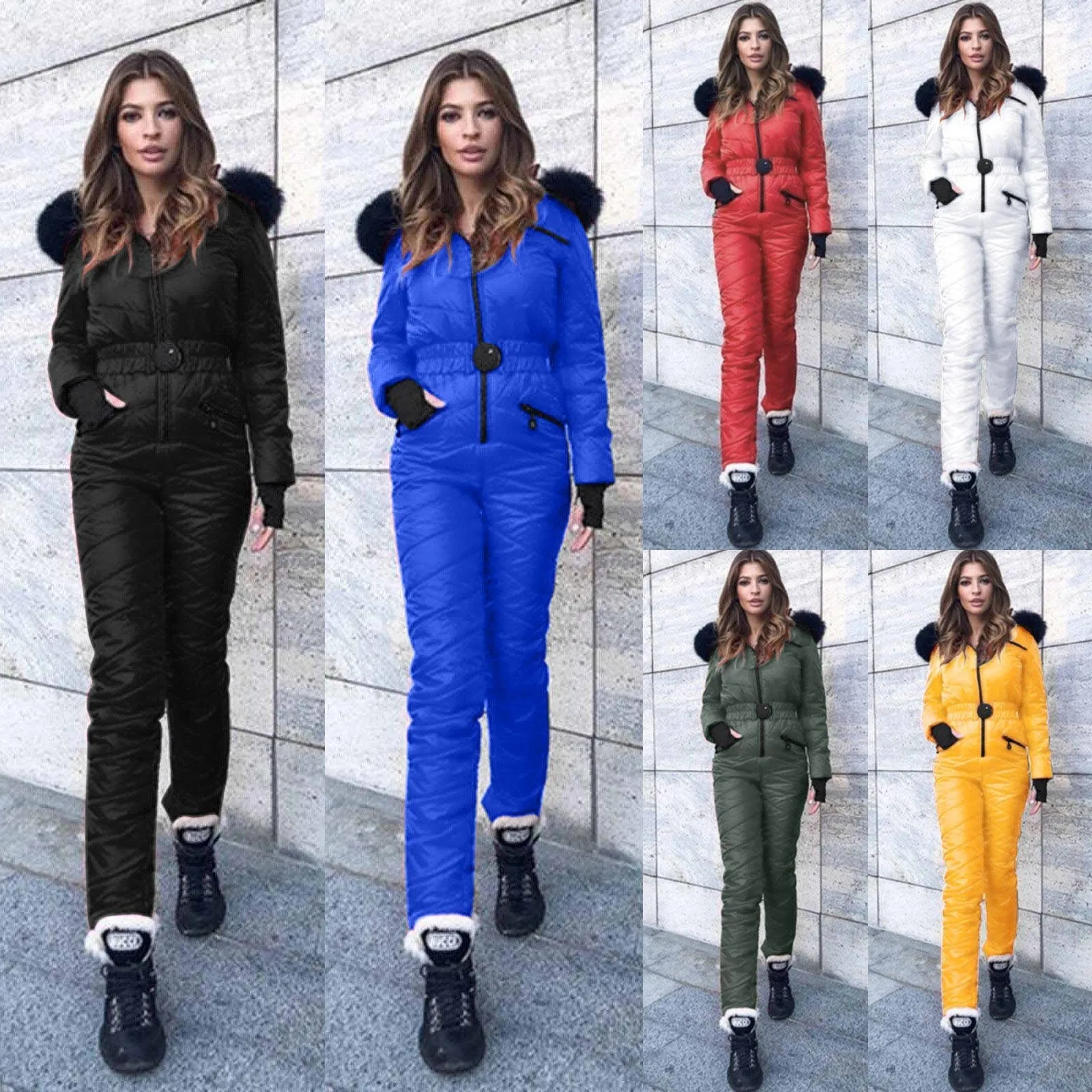  Fashion Mono De Esqu De Una Pieza Para Mujer Traje Informal Grueso 