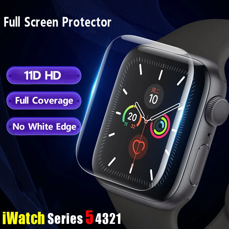Soft Film For Apple watch screen protector 44mm 40mm 42mm 38mm Full Coverage protector apple watch series 6 5 4 3 se (Not Glass)