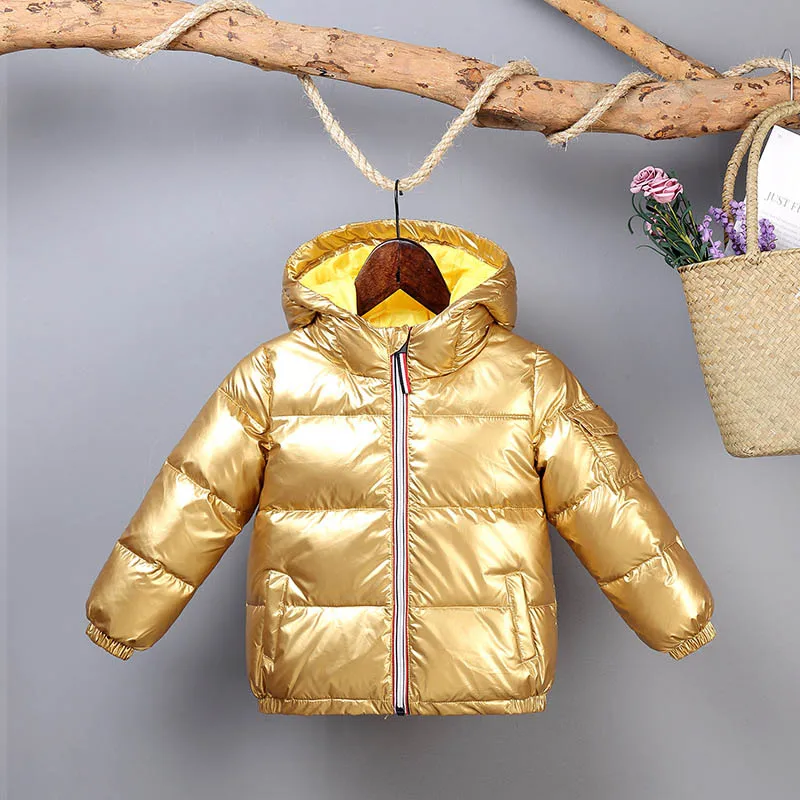 IENENS Winter Boys Girl Parkas Coat Baby Cotton-padded Jacket Kids Warm Wadded Jacket Snowsuit Child Thicken Hooded Outwear - Цвет: Gold