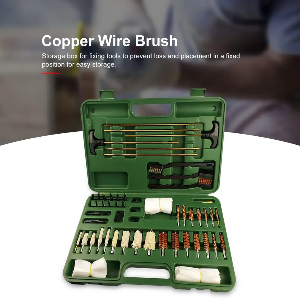 G190 62pcs Suit Multi-function Copper Wire Cotton Brush Wooden Box Tube Brush Wire Brush Clean Tube Brush Set Cleaning Tools