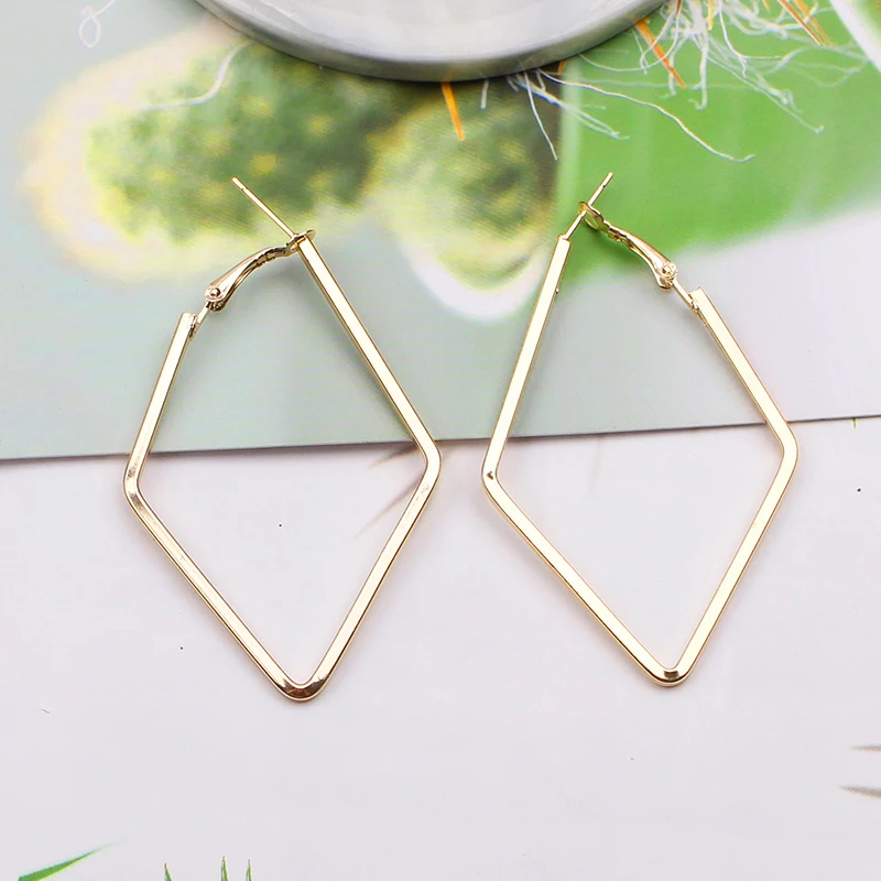 Fashion Korea Geometric Hoops Earring For Women Gold Color Punk Style Rings Women Earring Fashion Jewelry 2021 Trend,1 Pair