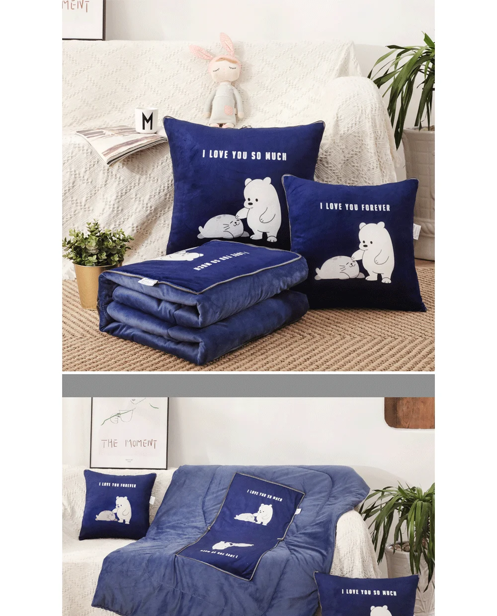 Animal Plush Washable 3D Multi-function Pillow Quilt Four Seasons Universal Big Code Skin Affinity Comfortable Sofa Pillow