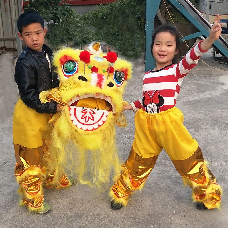 Details about   Lion Dance Chinese Mascot Costume for children Wool 2018 Kid Dress Folk Art Suit