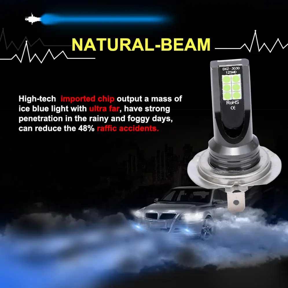 2 шт H11/H8/9005/9006/H1/H3/H7 1200LM 8000K холодный синий светильник для вождения автомобиля, лампа для автомобиля, светильник для автомобиля
