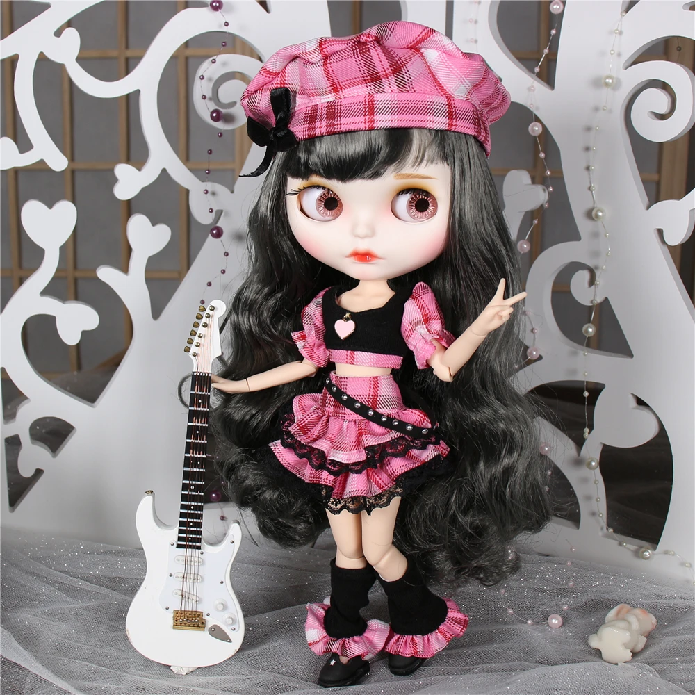 Doll Clothes ICY DBS Blyth Doll Clothes Pink Dress Berets Plaid Skirt Anime Suit