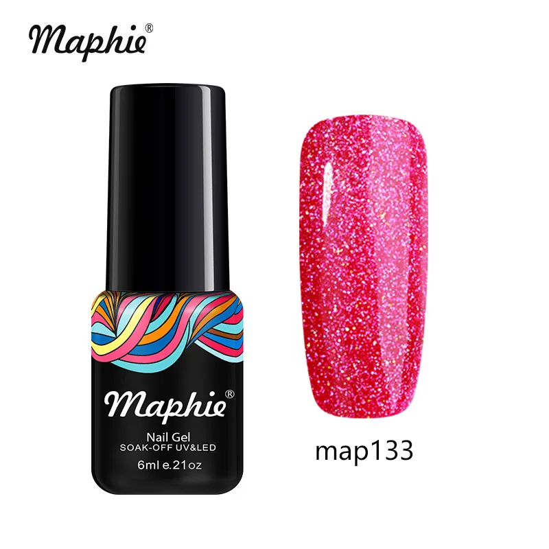 Maphie бриллиантовый блеск с ультрафиолетовым свечением Гель-лак для ногтей цветной яркий декор с блестками Led лак для ногтей серебряный цвет Led гель Гибридный лак - Цвет: 133