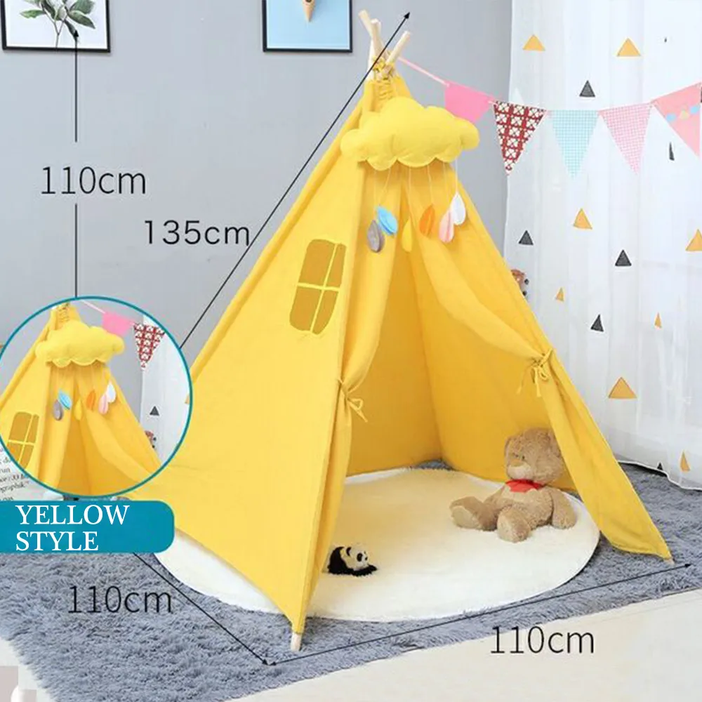 Большой Детский тент Tipi Enfant Campaign House DIY, хлопковый брезентовый детский тент, детский игровой домик Tipi, игрушки для девочек, маленький домик - Цвет: WJ3688A