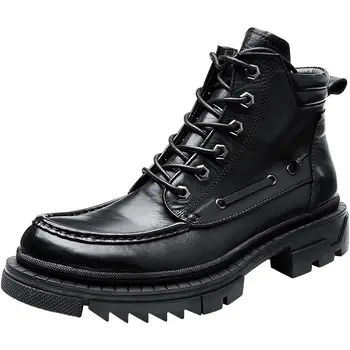 

Chelsea Boots mens Autumn Winter Male Genuine Leather Soft Bottom British Velvet All-match Cowhide Riding Casual Shoes Mens