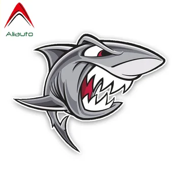 

Aliauto Creative Car Sticker Interesting Angry Cartoon Great White Shark Decoration Colored PVC High Quality Decal,14cm*11cm