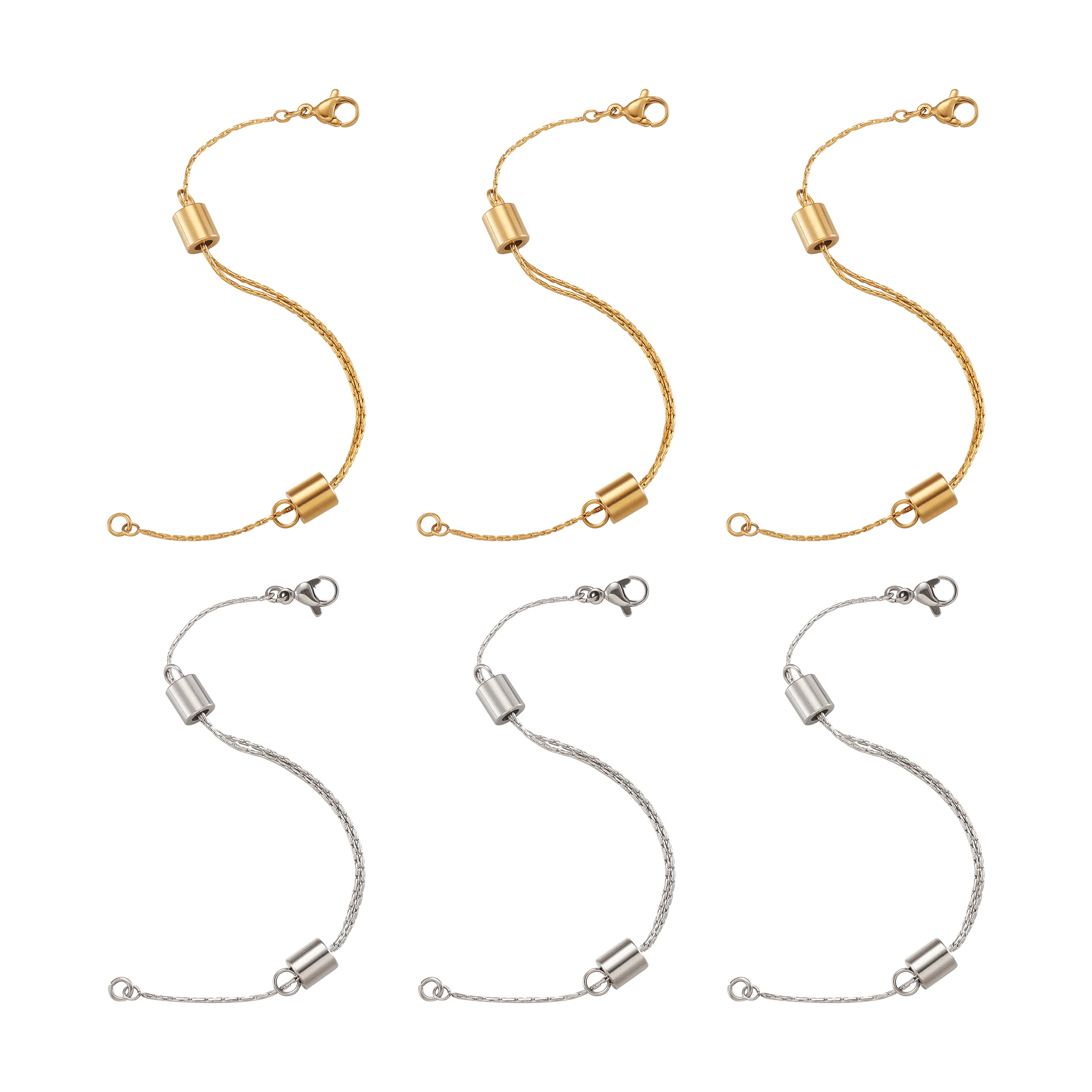 Удлинители цепи из нержавеющей стали 304 с застежками лобстерами смешанные цвета