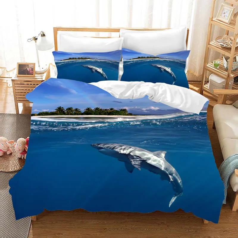 2 Dinoshark 3d комплект постельного белья, пододеяльники, наволочки, Deep Sea Shark, детская комната, Декор, одеяло, Комплект постельного белья, постельное белье - Цвет: 2