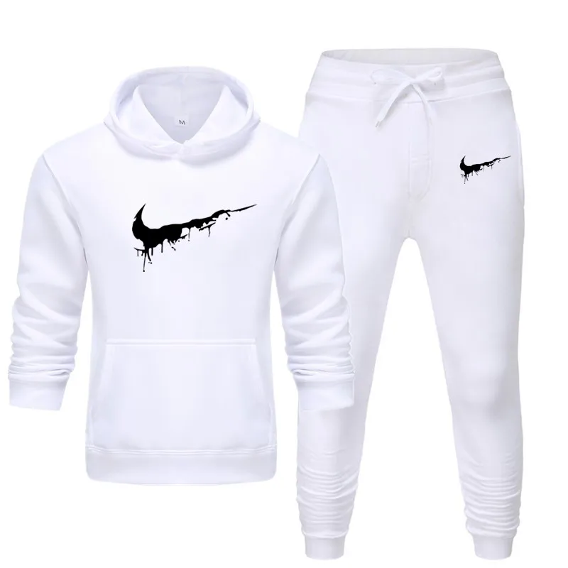 MensSportswear хлопок HoodiesSweatpants костюм для бега спортивная одежда Белый Многоцветный печать удобная модная одежда большого размера