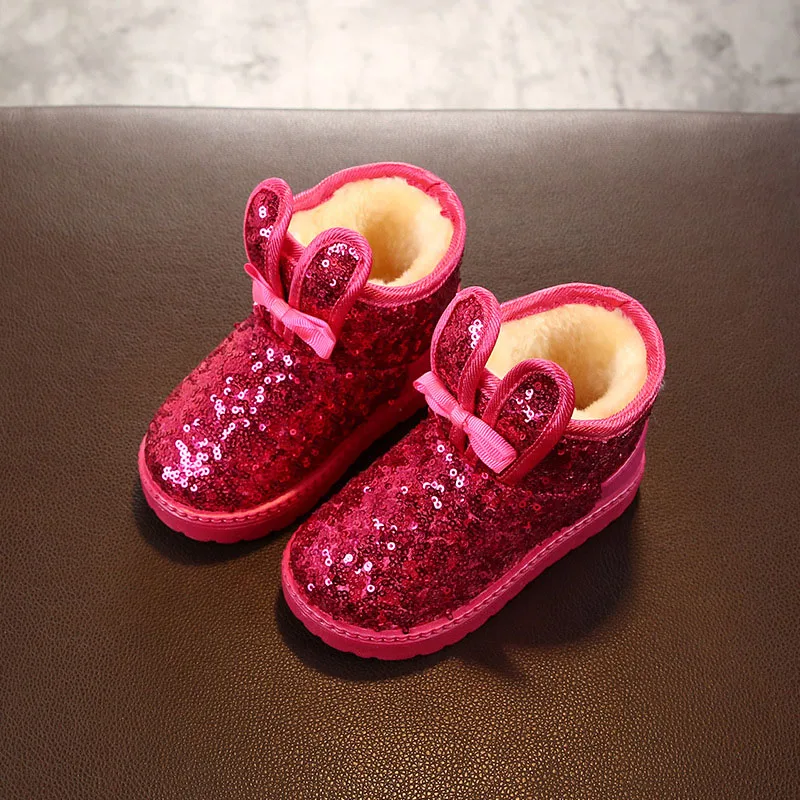 

Winter Children’s Cotton Boots Sequin Soild Color Cartoon Baby Girls Thick Bottom High Shoes Warm Soft Comfortable Boots NSE7342