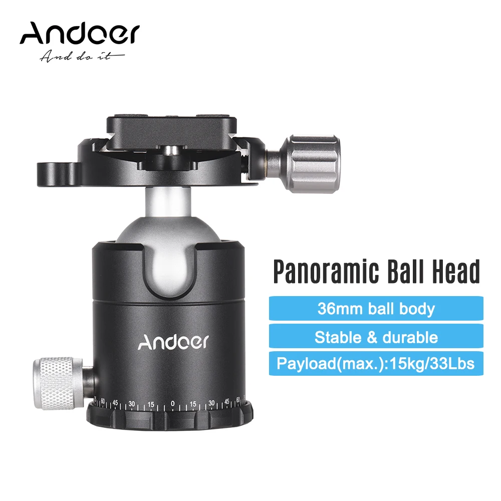 

Photography Andoer X-36S Ball Head Ballhead Tripod Head Monopod Head with QR Plate for Sony Nikon Canon Cameras Camcorder DSLR