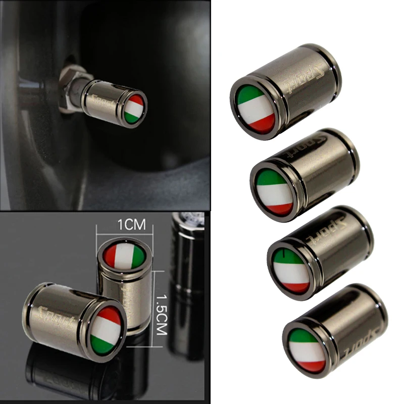 

Metal Car Styling Tire Stem Valve Caps for Flag of Italy Logo Wheel Air Covers for Fiat 500 Ferrari Alfa Romeo Renault BMW e39