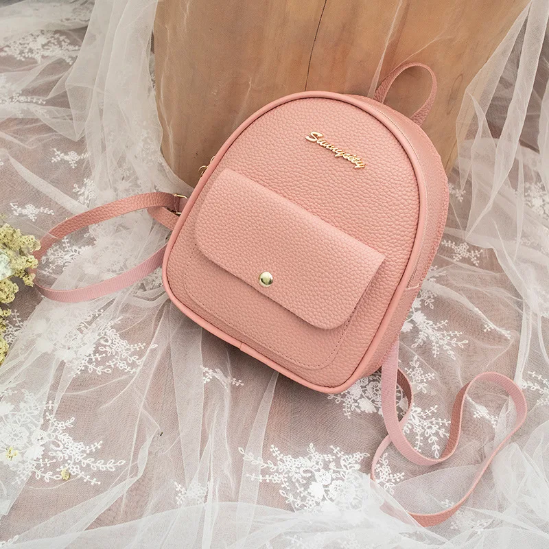 

2019 Autumn New Korean Lettered WOMEN'S Bag Backpack Embossed Leather Backpack Mobile Phone Bag