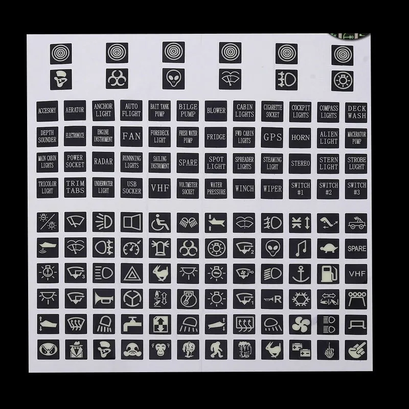 Etiquetas Adhesivas Para Interruptores Basculantes - 132 Pegatinas Con Brillo Nocturno, Plástico Resistente, Para Coche, Barco O Camión