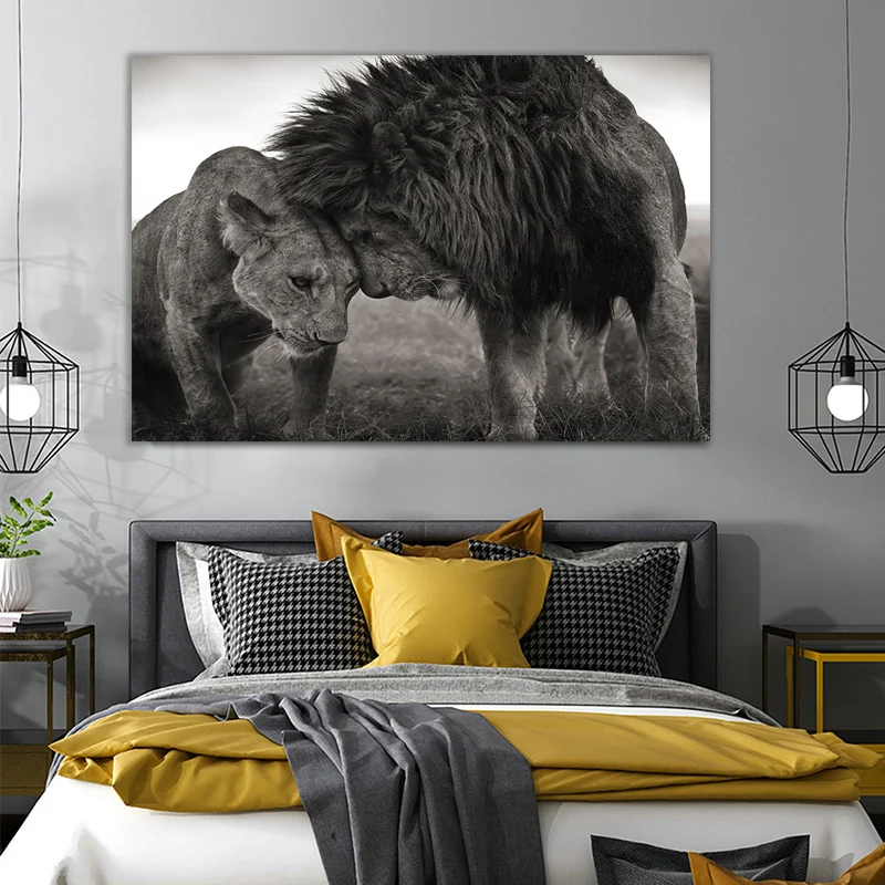 Shopify Etsy Dropship Home Decor Canvas Art Poster Vintage Lion Mom And Kids Cuadros Para Salon Immagine Da Parete Stampa Giclée