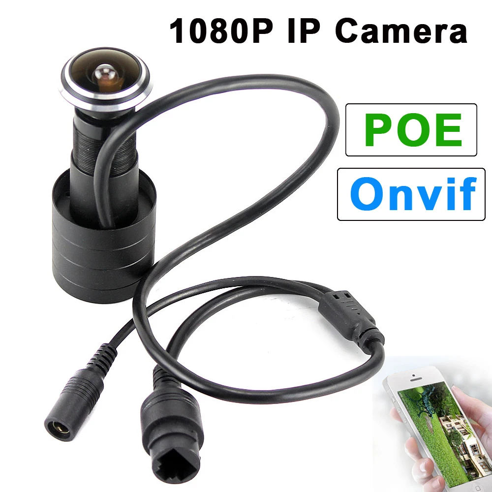Onvif 1080P POE внутри помещений сетевая IP камера с отверстием для дверного глазка H.264 1