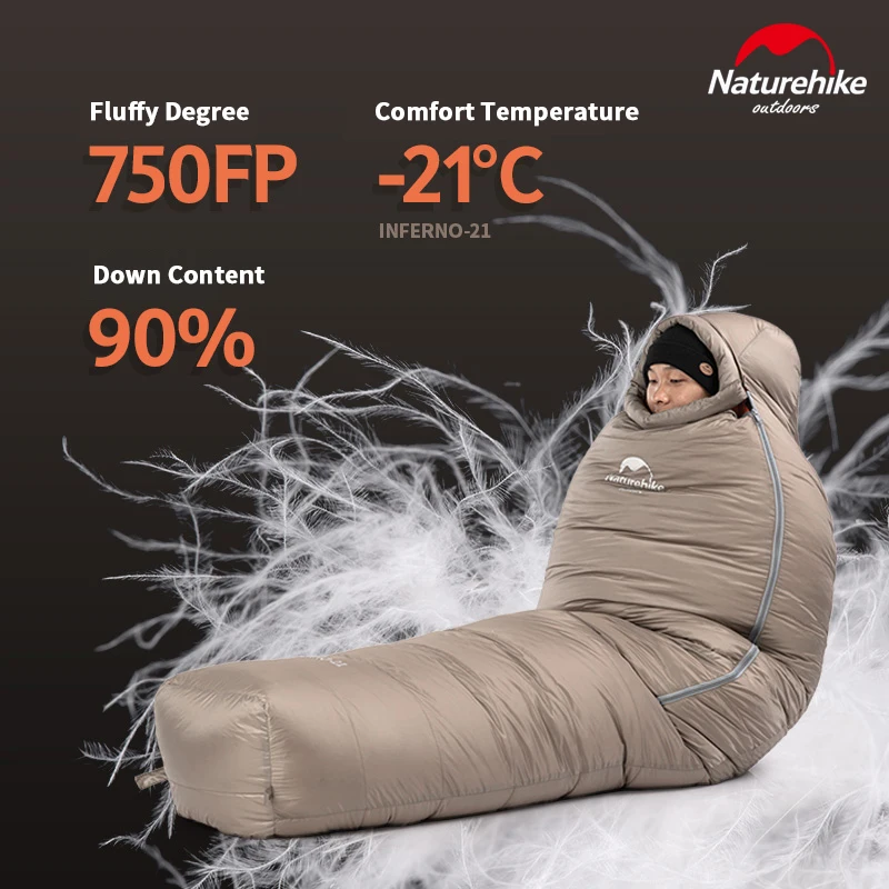 Naturehike-21 °C спальный мешок на гусином пуху 750FP Профессиональный уличный туристический теплый водонепроницаемый спальный мешок для мам