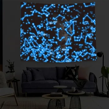 

Luminous Tapestry Star And Moon Wall Hanging Tapestry Universe Galaxy Blanket For Dormitory Apartment Home Decoration