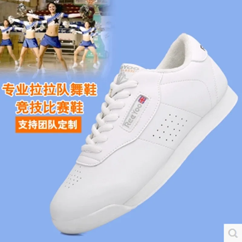 

New Style Athletic Aerobic Shoes Cheerleading Shoe Training Game Exam Dance Shoes Soft Bottom Anti-slip White Children