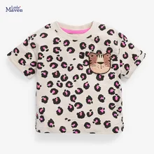 

Little Maven Children Summer Baby Girl Boutique Clothes Leopard Tee Tops Brand Tiger Cotton Soft Cute T Shirt for Kids 2-7 Years