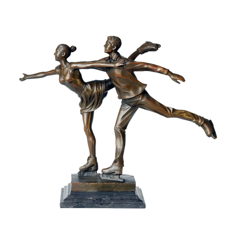 

Couple Ice Dance Bronze Statue Modern Skating Sport Sculpture Art Classy Gift for Lover Home Decoration