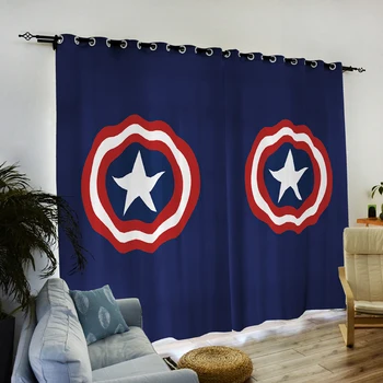 

Captain America 2 Panels/Set Window Curtain Block out Fabric Drapes Darkening Thermal Insulated For Kids Child Living Room