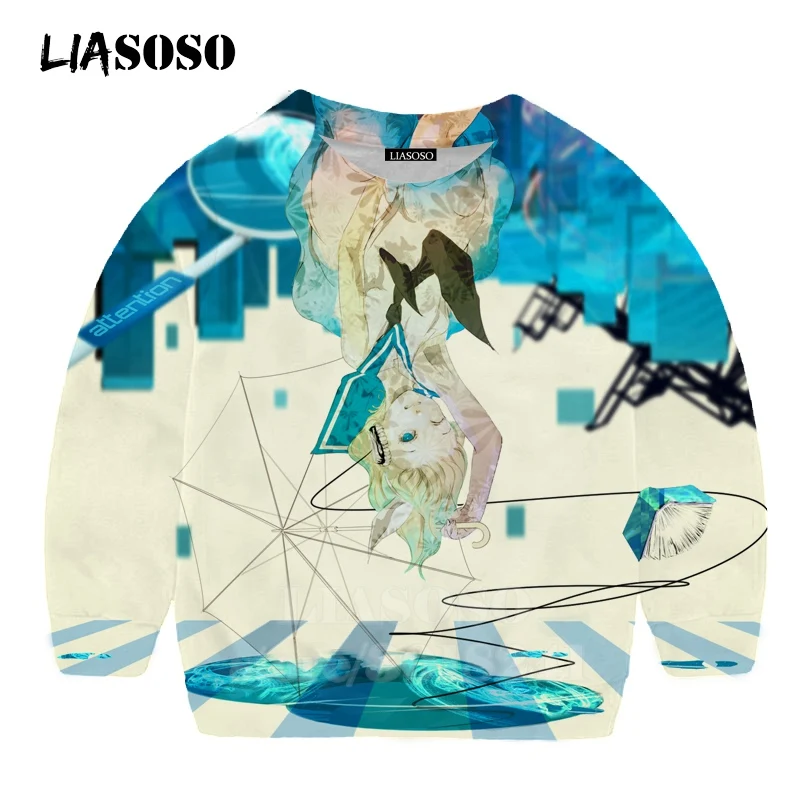 LIASOSO детей толстовки 3D принт аниме девочка Hatsune Толстовка Miku музыки детей мальчиков и девочек с круглым вырезом в стиле «хип-хоп» Детский свитер для подростков B174