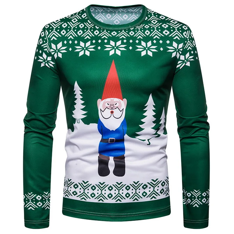 Style3 D Christmas Tree Print Men Tshirt O Neck long Sleeve Tee Top Casual Hip Hop 3D Tee Shirt Camisetas Hombre Party Funny T Shirts - Цвет: Style3 D