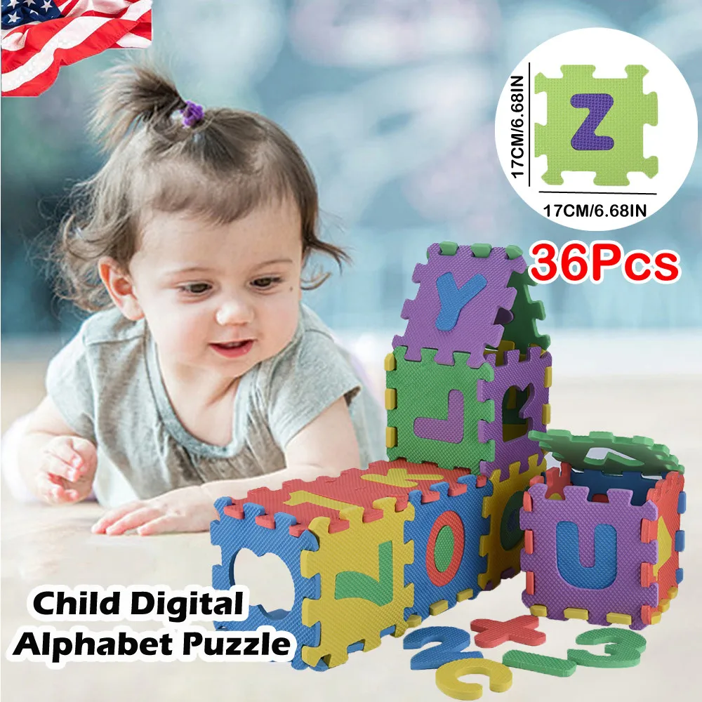 

HOT 36 pcs children Big EVA Foam Alphabet Letters Numbers Floor Soft Baby Mat 3D puzzle Kids Educational toys